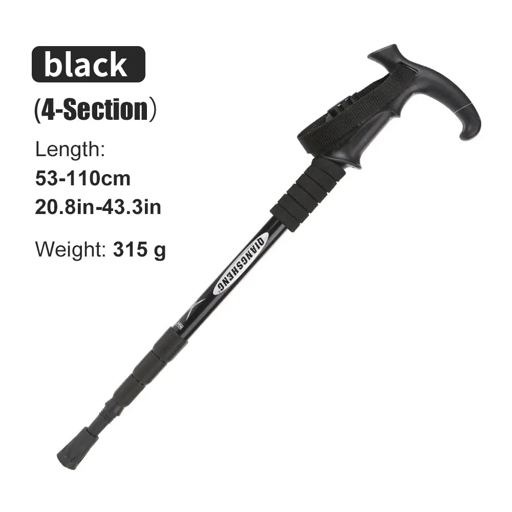 5-Section Portable Outdoor Fold Trekking Pole - Telescopic Hiking Stick with Foam Handle, Ideal for Nordic Walking, Camping, and Elderly
