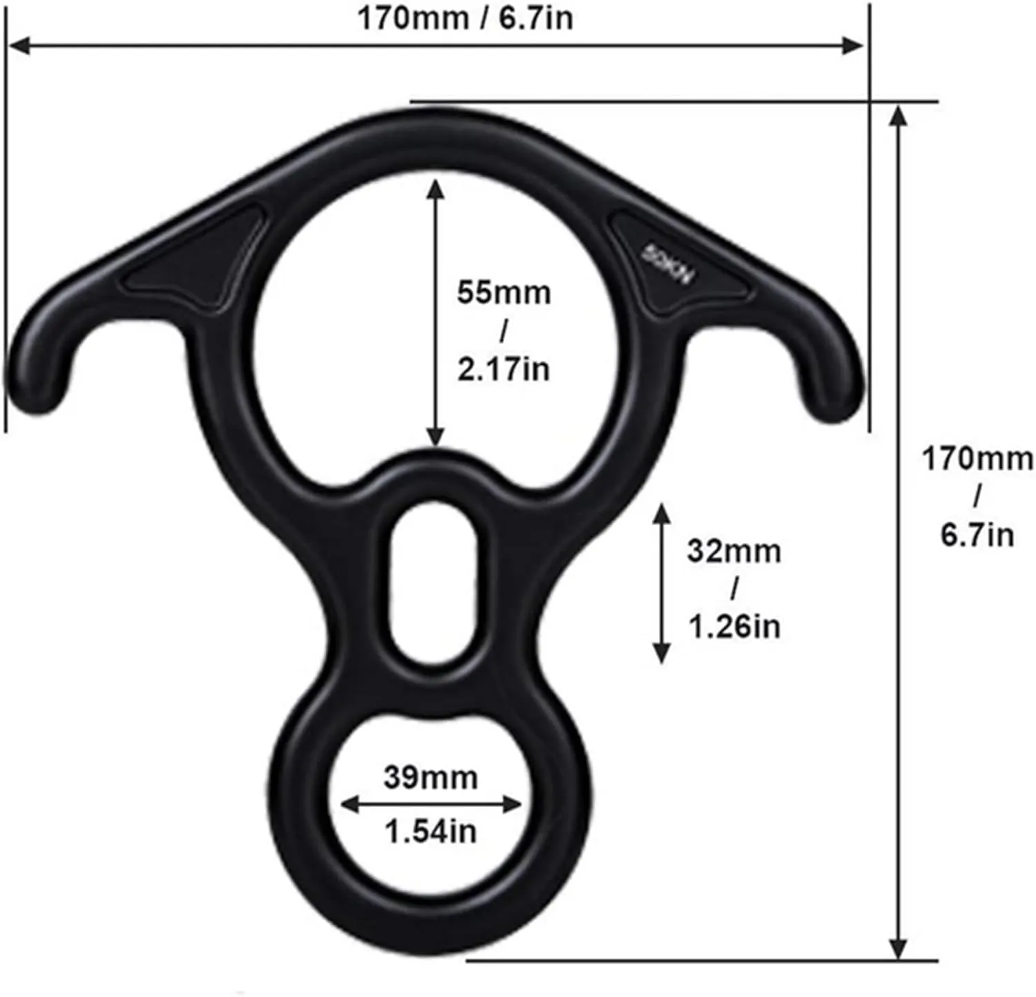 50KN Figure Aluminum Climb Figure 8 Descender Rigging Plate Rappel Gear for Rock Climbing(Black)