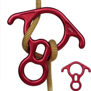 50KN Rescue Figure 8 Descender – Large Bent-Ear Belay Device for Rock Climbing and Peak Rescue