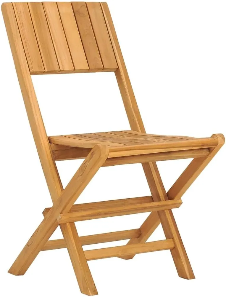 6-Piece Solid Teak Wood Folding Patio Chairs Set, 18.5x24x35.4 Inch Outdoor Furniture with Slatted Design, Foldable Lounge Chairs for Poolside Beach Camping Backyard and Sunroom
