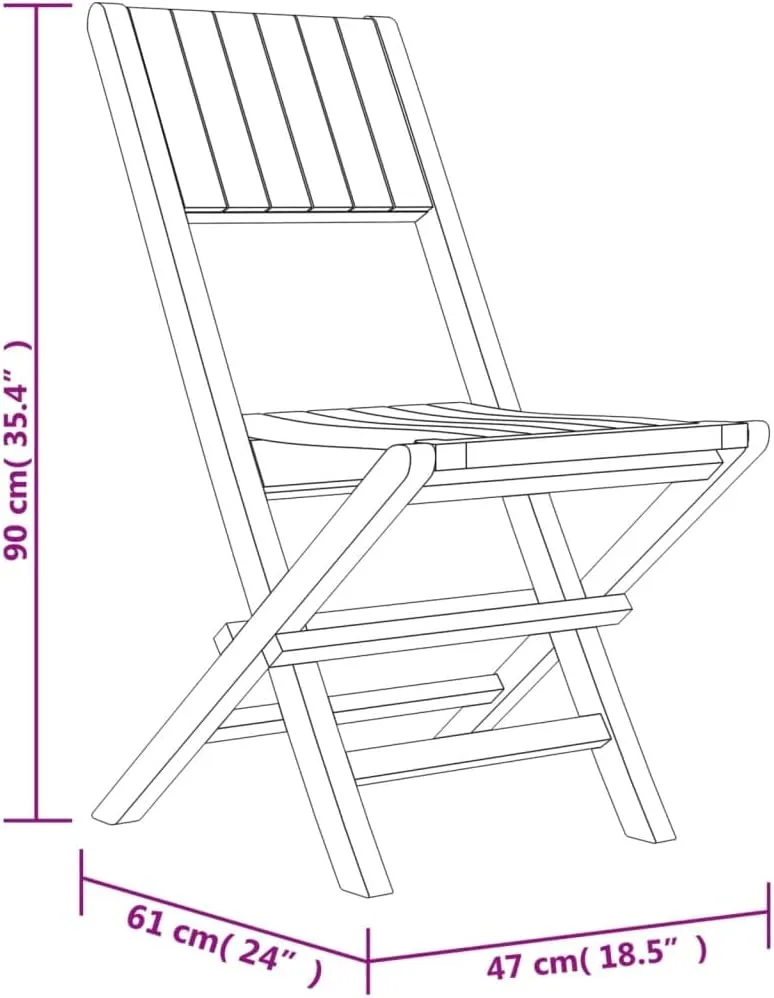 6-Piece Solid Teak Wood Folding Patio Chairs Set, 18.5x24x35.4 Inch Outdoor Furniture with Slatted Design, Foldable Lounge Chairs for Poolside Beach Camping Backyard and Sunroom