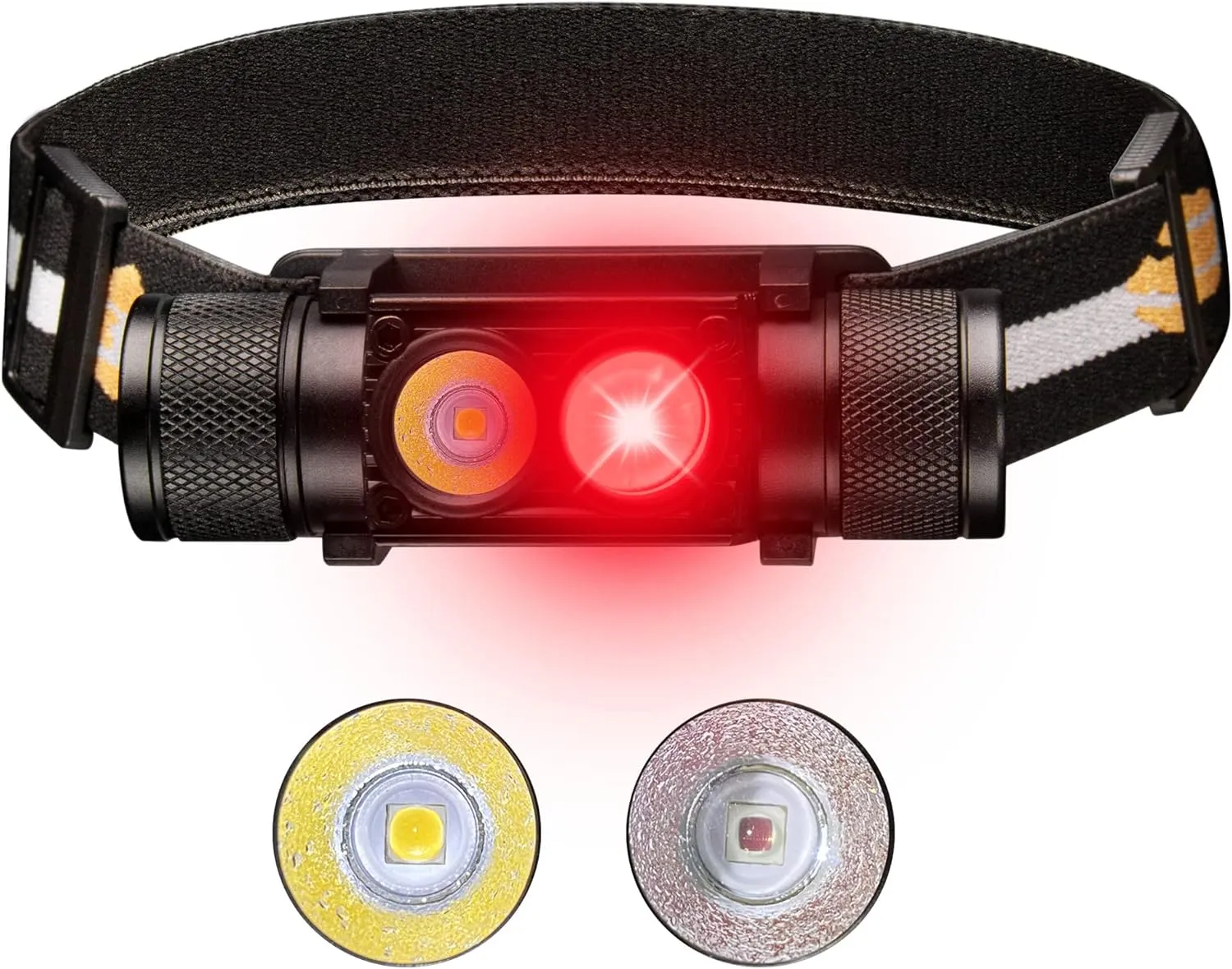 77outdoor LED Rechargeable Red Headlamp, D25LR Powerful Lightweight Head Flashlight with 90 High CRI Bright White Light and 660nm Deep Red Light, USB Charging for Camping, Hiking, Hunting