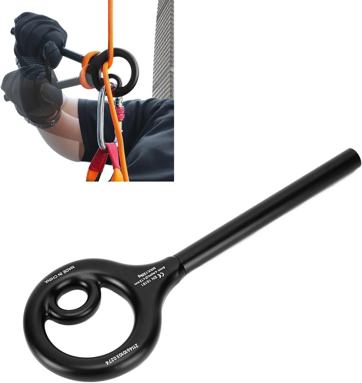 9-Shape Rescue Figure - Anti - Fall Rigging Descender Plate, Upgraded 150kg / 330.7 lb Capacity for Climbing, Outdoor Rock Climbing Descent Equipment