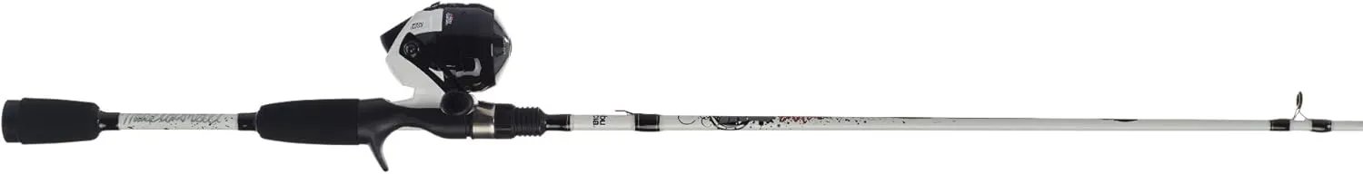 Abu Garcia 5’6" Ike Dude Youth Fishing Rod and Reel Spincast Combo, 2-Piece Rod, Size 6 Reel, Right Handle Position,White