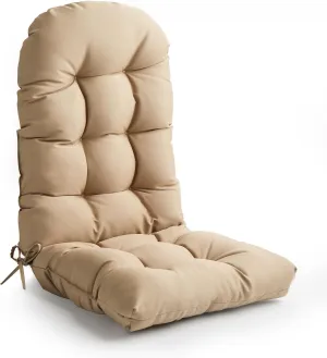 Adirondack Chair Cushion, High Back Patio Cushions with Adjustable Ties, 48.8 x 20.4 x 4.3, Waterproof Tufted Pillow, Fade Resistant Seat Rocking Chair Cushion for Indoor/Outdoor, Khaki, 1