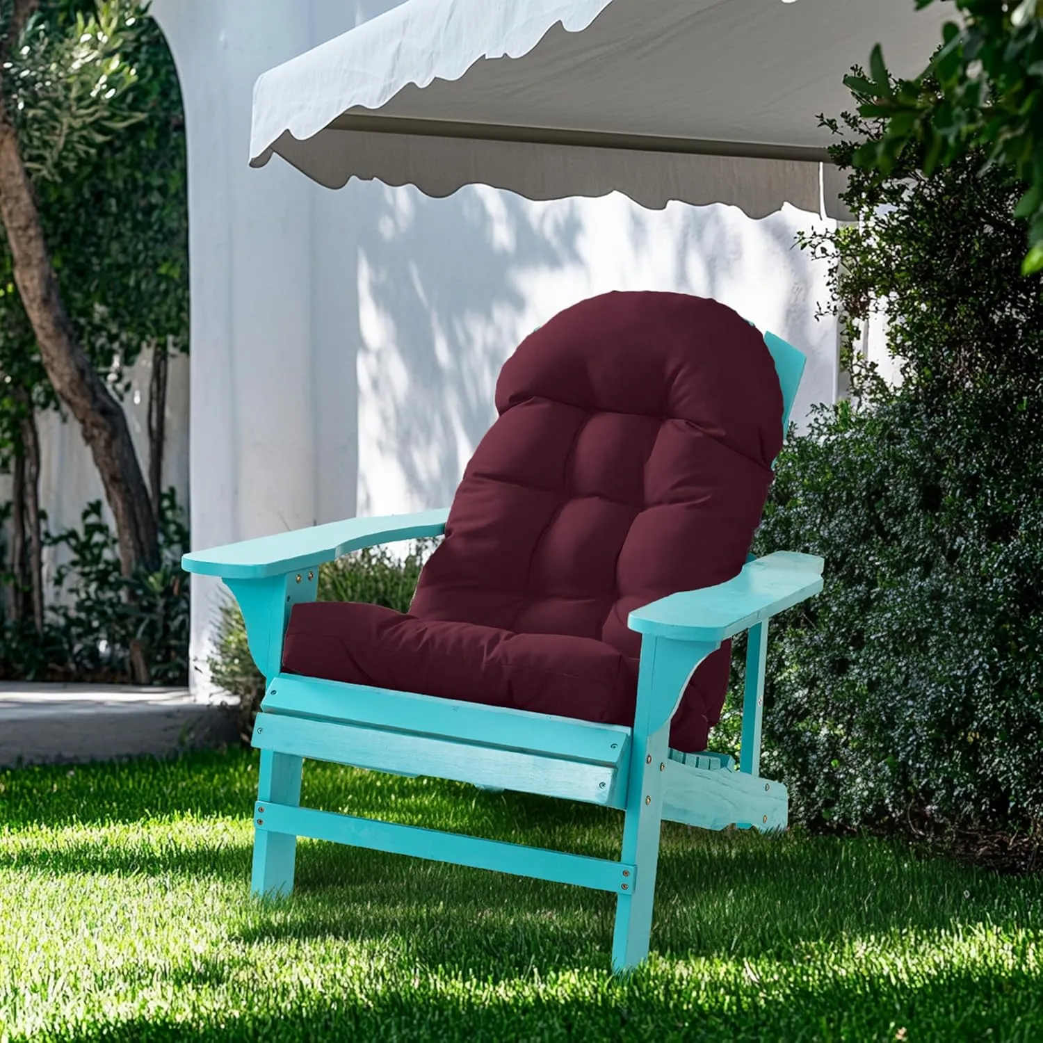 Adirondack Chair Cushion, Rocking Chair Cushion 44x19.4x4 inch, High Back Patio Cushions of Upper and Lower with Ties, Sunscreen and Fade-Resistant (Beaujolais, 1)