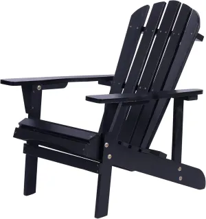 Adirondack Chair Solid Wood Accent Patio Chair Weather Resistant, Fire Pit Lounge Chairs, Ergonomic Outdoor Lounge Chairs for Backyard, Garden, Lawn and Beach (Dark Black)