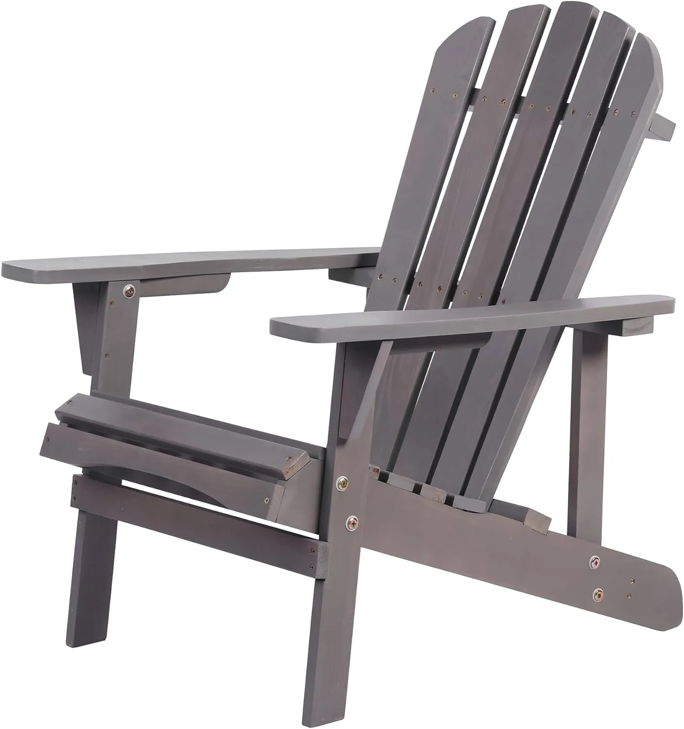 Adirondack Chair Solid Wood Accent Patio Chair Weather Resistant, Fire Pit Lounge Chairs, Ergonomic Outdoor Lounge Chairs for Backyard, Garden, Lawn, and Beach (Dark Gray)