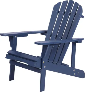 Adirondack Chair Solid Wood Accent Patio Chair Weather Resistant, Fire Pit Lounge Chairs, Ergonomic Outdoor Lounge Chairs for Backyard, Garden, Lawn, and Beach (Navy Blue)