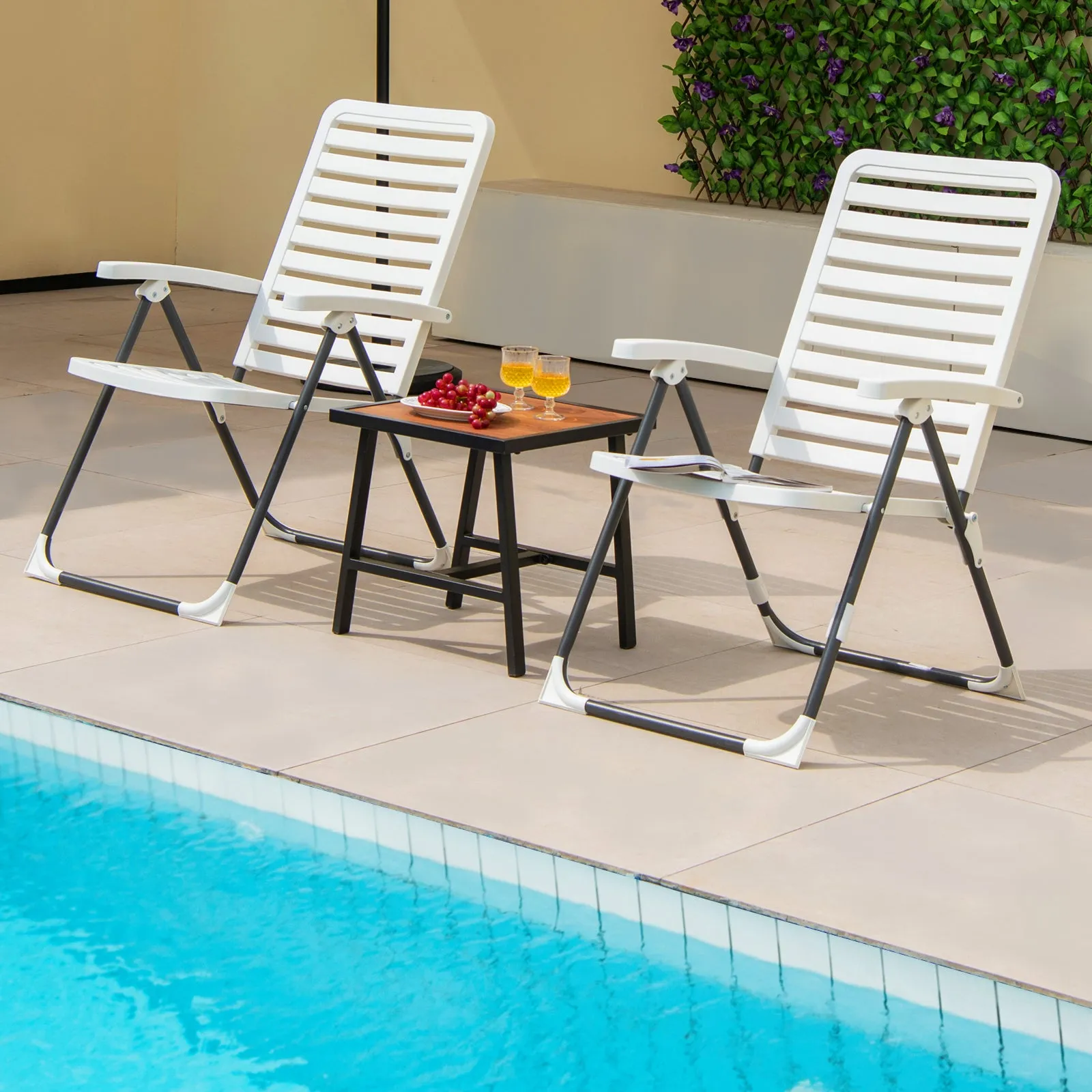 Adjustable Reclining Folding Chair with 7 Level Backrest 1