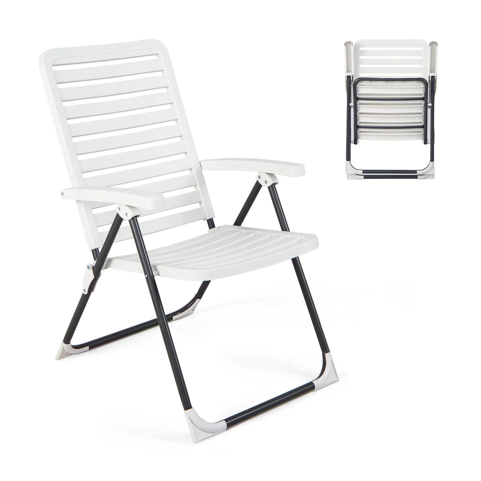 Adjustable Reclining Folding Chair with 7 Level Backrest 1