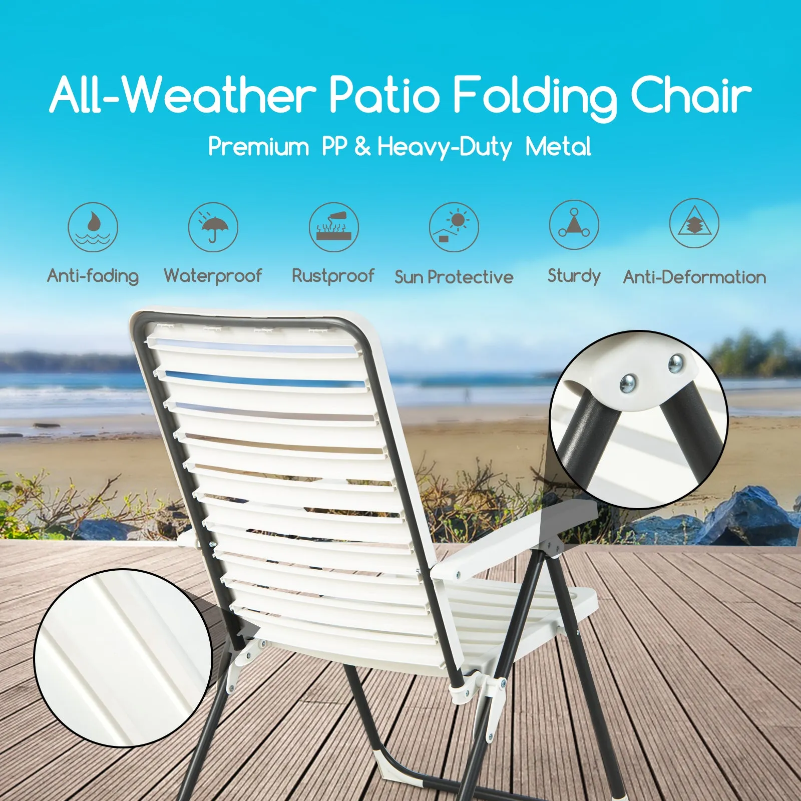 Adjustable Reclining Folding Chair with 7 Level Backrest 1
