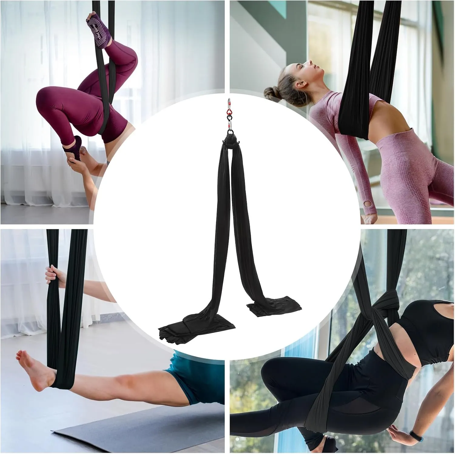 Aerial Yoga Practice Aerial Silks Low Stretch Polyester Strap Yoga Trapeze Inversion Equipment Hammock Practice Kit Yoga Practice Rooms Gyms Dance Studios Aerial Dance Performances Set