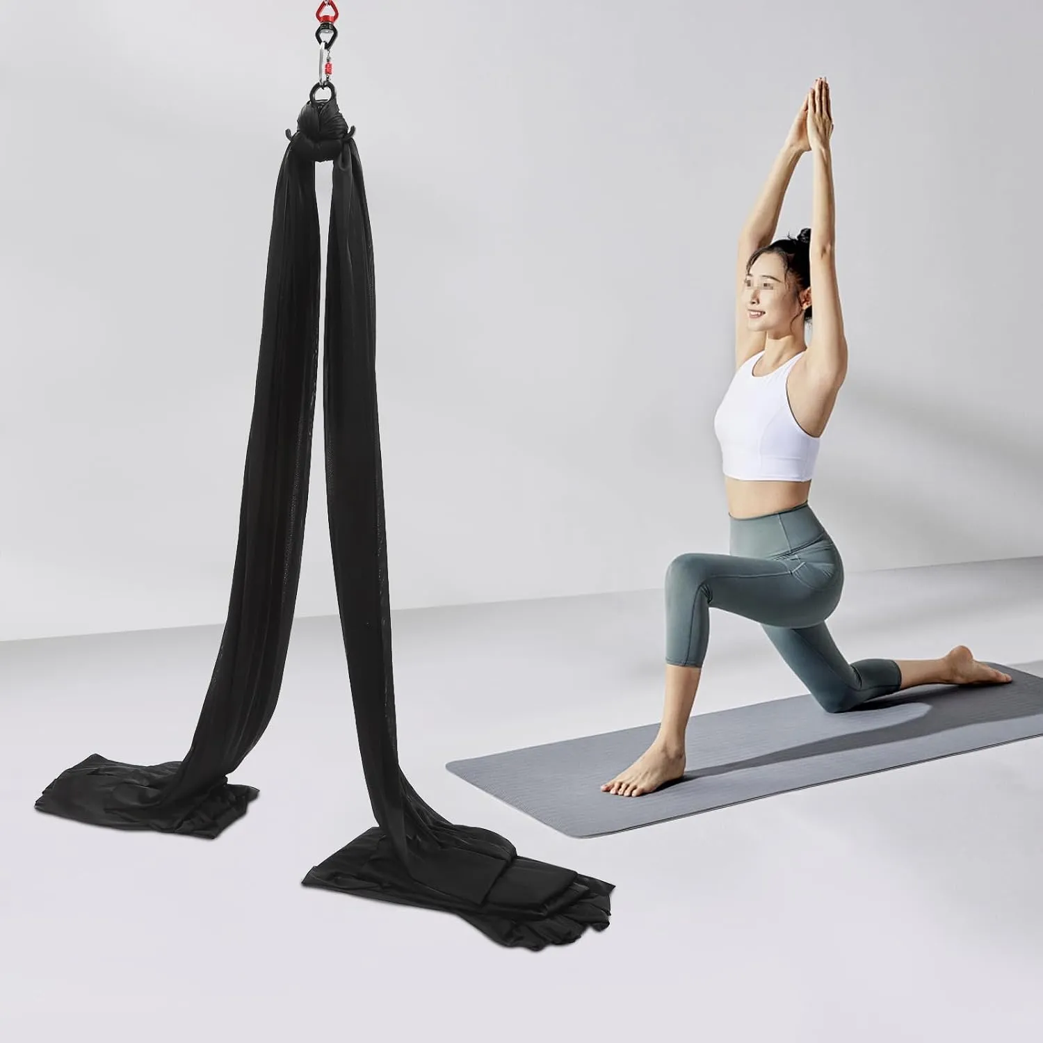 Aerial Yoga Practice Aerial Silks Low Stretch Polyester Strap Yoga Trapeze Inversion Equipment Hammock Practice Kit Yoga Practice Rooms Gyms Dance Studios Aerial Dance Performances Set