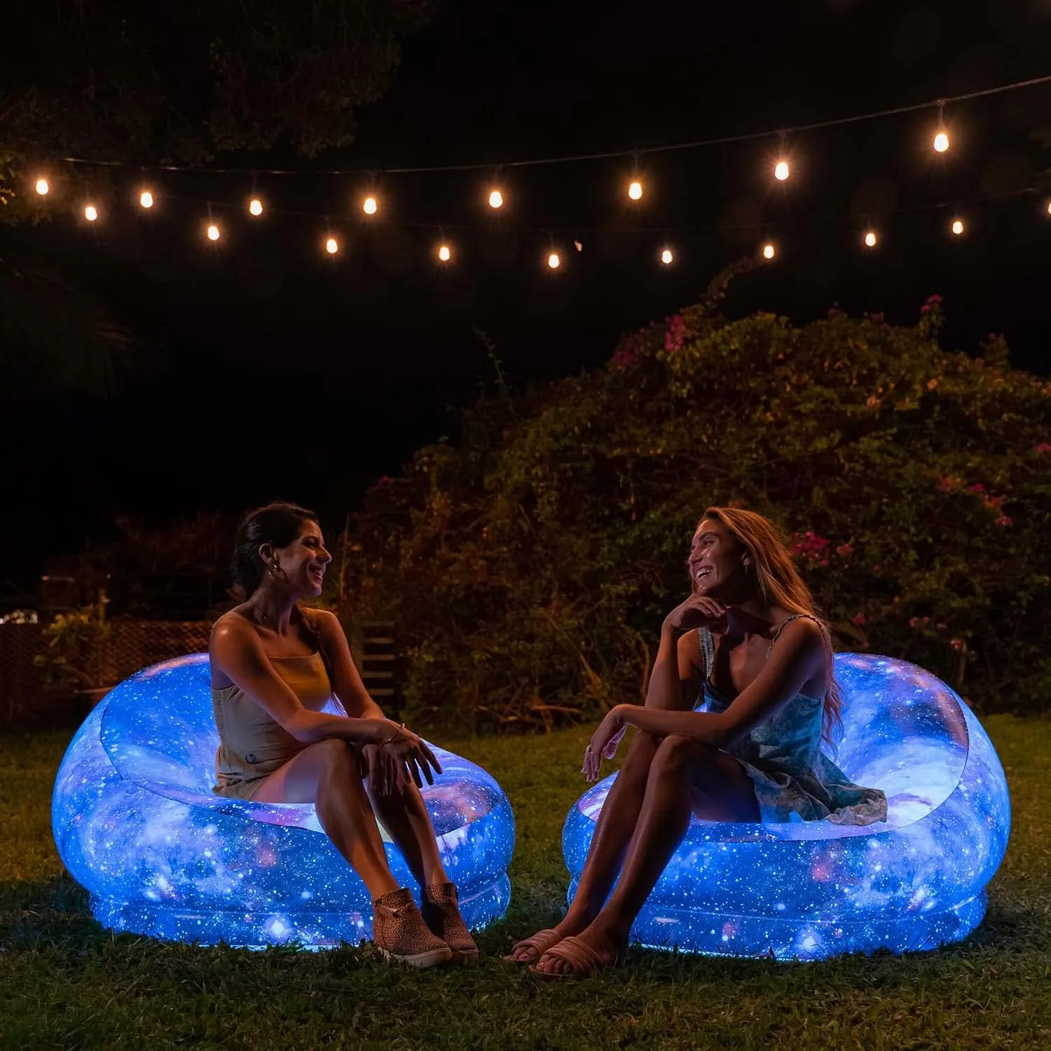 Air Candy Illuminated Inflatable LED Chair (Galaxy Chair Hubble Telescope LED Illuminated Game Chair)