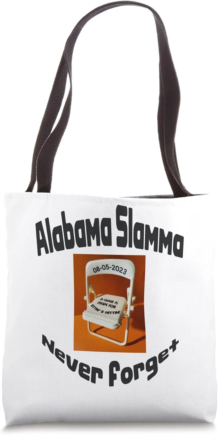 Alabama Slammer White Folding Chair Sitting Hitting Funny Tote Bag