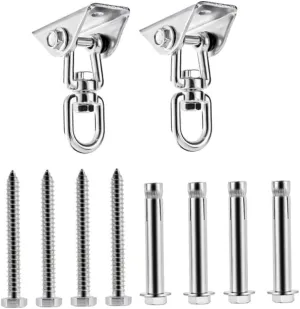 Alasum 2pcs Stainless Steel Swivel Hook for Hammocks and Swing Chairs Heavy Duty Fixed Plate with Bolts Cement Nails for Use Easy Installation