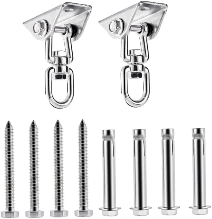 Alasum 2pcs Stainless Steel Swivel Hook for Hammocks and Swing Chairs Heavy Duty Fixed Plate with Bolts Cement Nails for Use Easy Installation