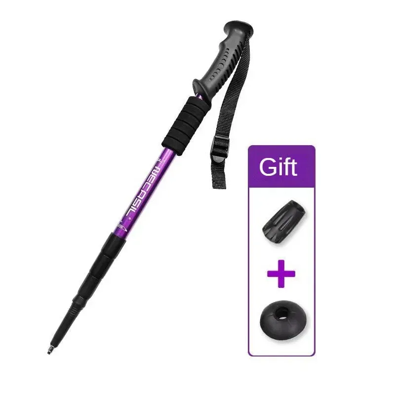 Aluminium Alloy Telescopic Hiking Poles - Ultralight Walking Cane with Shock Absorber for Trekking and Mountain Climbing