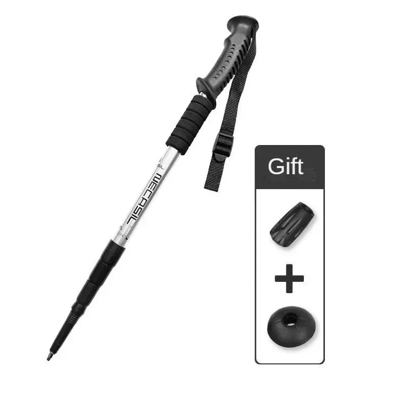 Aluminium Alloy Telescopic Hiking Poles - Ultralight Walking Cane with Shock Absorber for Trekking and Mountain Climbing