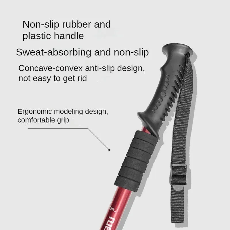 Aluminium Alloy Telescopic Hiking Poles - Ultralight Walking Cane with Shock Absorber for Trekking and Mountain Climbing