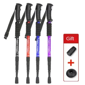 Aluminium Alloy Telescopic Hiking Poles - Ultralight Walking Cane with Shock Absorber for Trekking and Mountain Climbing