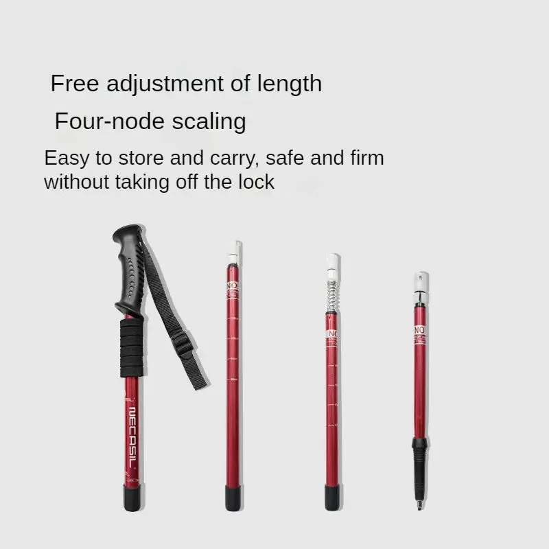 Aluminium Alloy Telescopic Hiking Poles - Ultralight Walking Cane with Shock Absorber for Trekking and Mountain Climbing