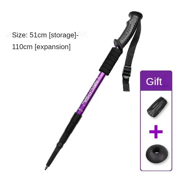Aluminium Alloy Telescopic Hiking Poles - Ultralight Walking Cane with Shock Absorber for Trekking and Mountain Climbing