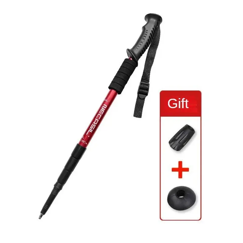 Aluminium Alloy Telescopic Hiking Poles - Ultralight Walking Cane with Shock Absorber for Trekking and Mountain Climbing