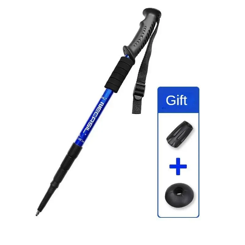 Aluminium Alloy Telescopic Hiking Poles - Ultralight Walking Cane with Shock Absorber for Trekking and Mountain Climbing