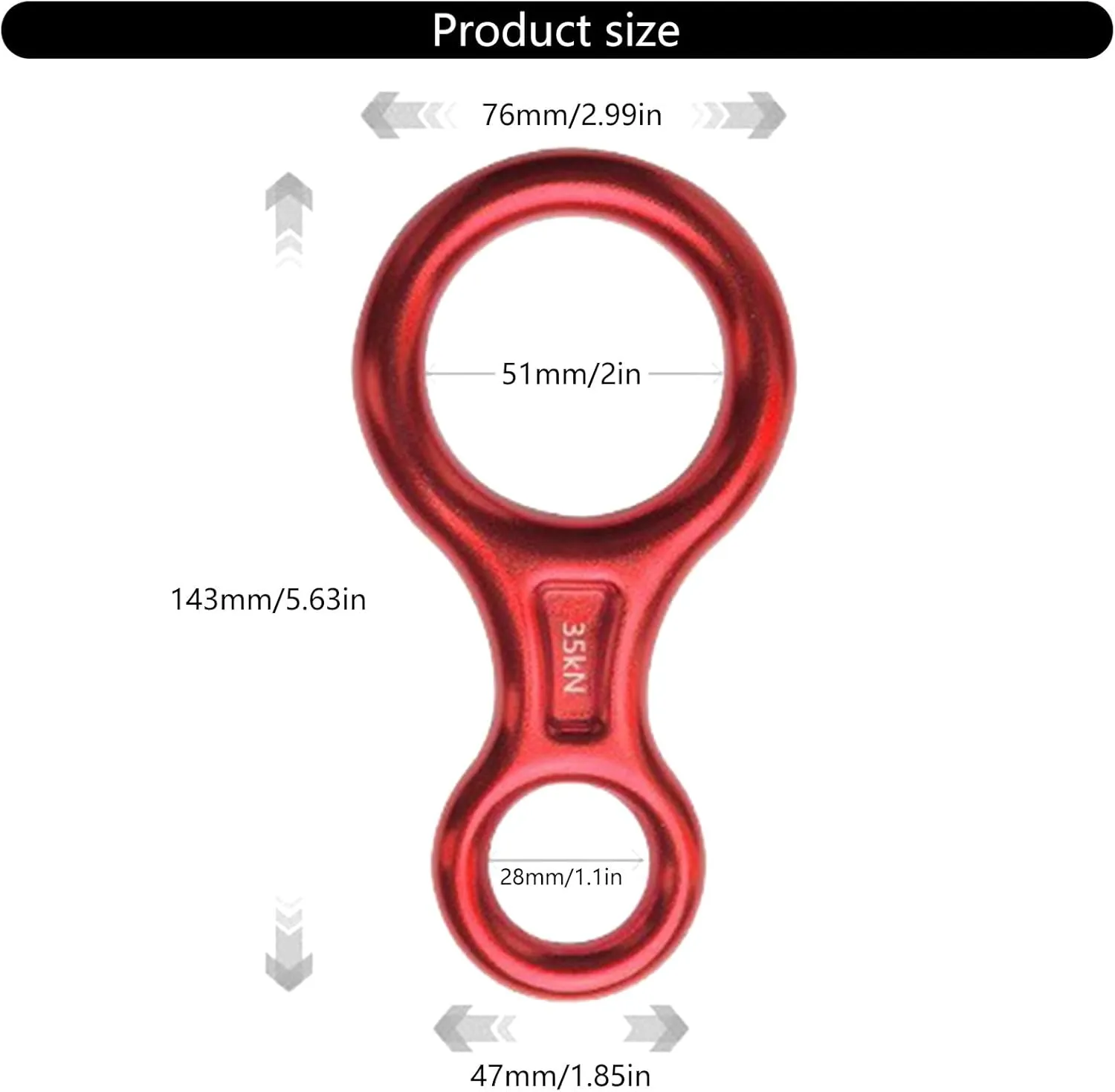 Aluminum Alloy 35KN Climbing Descender, Figure 8 Rope Device for Mountaineering, Outdoor Equipment