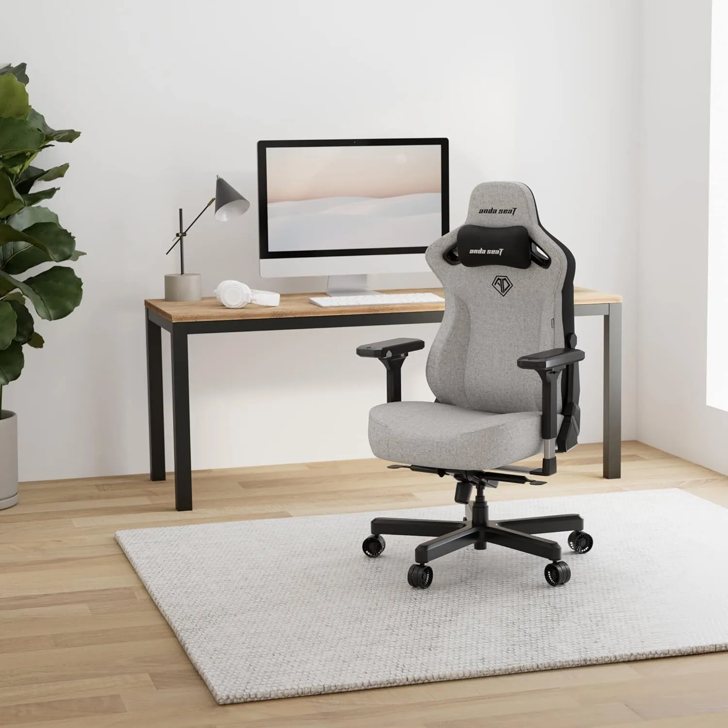 Anda Seat Kaiser 3 Large Gaming Chair for Adults - Ergonomic Gray Fabric Gaming Seat with Lumbar Support, Comfortable Office Chairs with Neck Support - Heavy Duty Wide Computer Seat