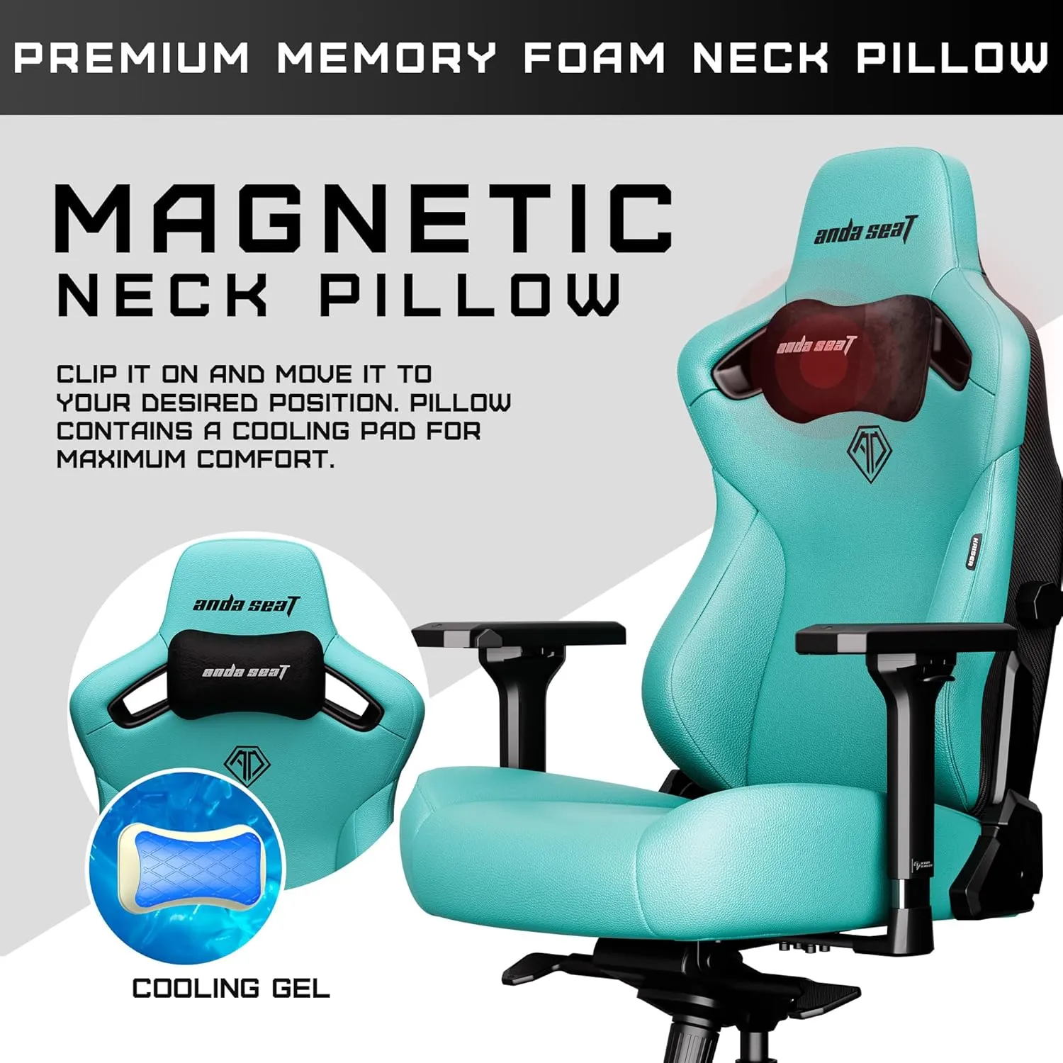 Anda Seat Kaiser 3 Large Gaming Chair for Adults - Ergonomic Green PVC Leather Gaming Seat with Lumbar Support, Comfortable Office Chair with Neck Support - Heavy Duty Wide Computer Seat