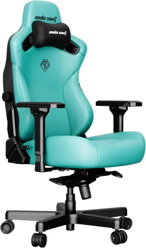 Anda Seat Kaiser 3 Large Gaming Chair for Adults - Ergonomic Green PVC Leather Gaming Seat with Lumbar Support, Comfortable Office Chair with Neck Support - Heavy Duty Wide Computer Seat