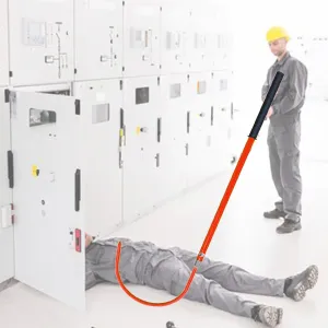 Anti Electric Shock Rescue Pole with 42cm C-hook, Electrical Safety High Voltage Rescue Tools 10kv 35kv 110kv 220kv for Fire Electrician/ Electric Vehicles/ Confined Spaces(Red,1.5m/4.9ft/59in-35kv)