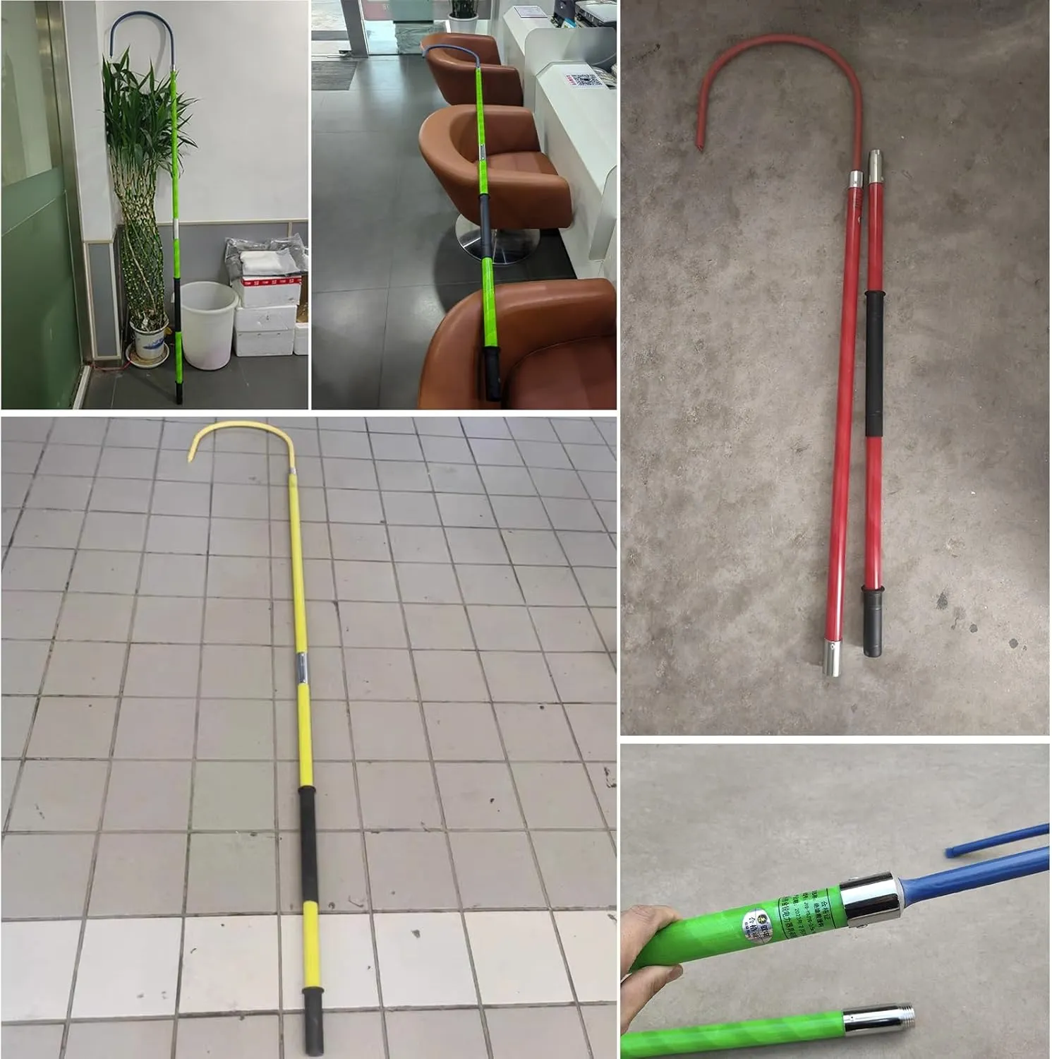 Anti Electric Shock Rescue Pole with 42cm C-hook, Electrical Safety High Voltage Rescue Tools 10kv 35kv 110kv 220kv for Fire Electrician/ Electric Vehicles/ Confined Spaces(Red,1.5m/4.9ft/59in-35kv)
