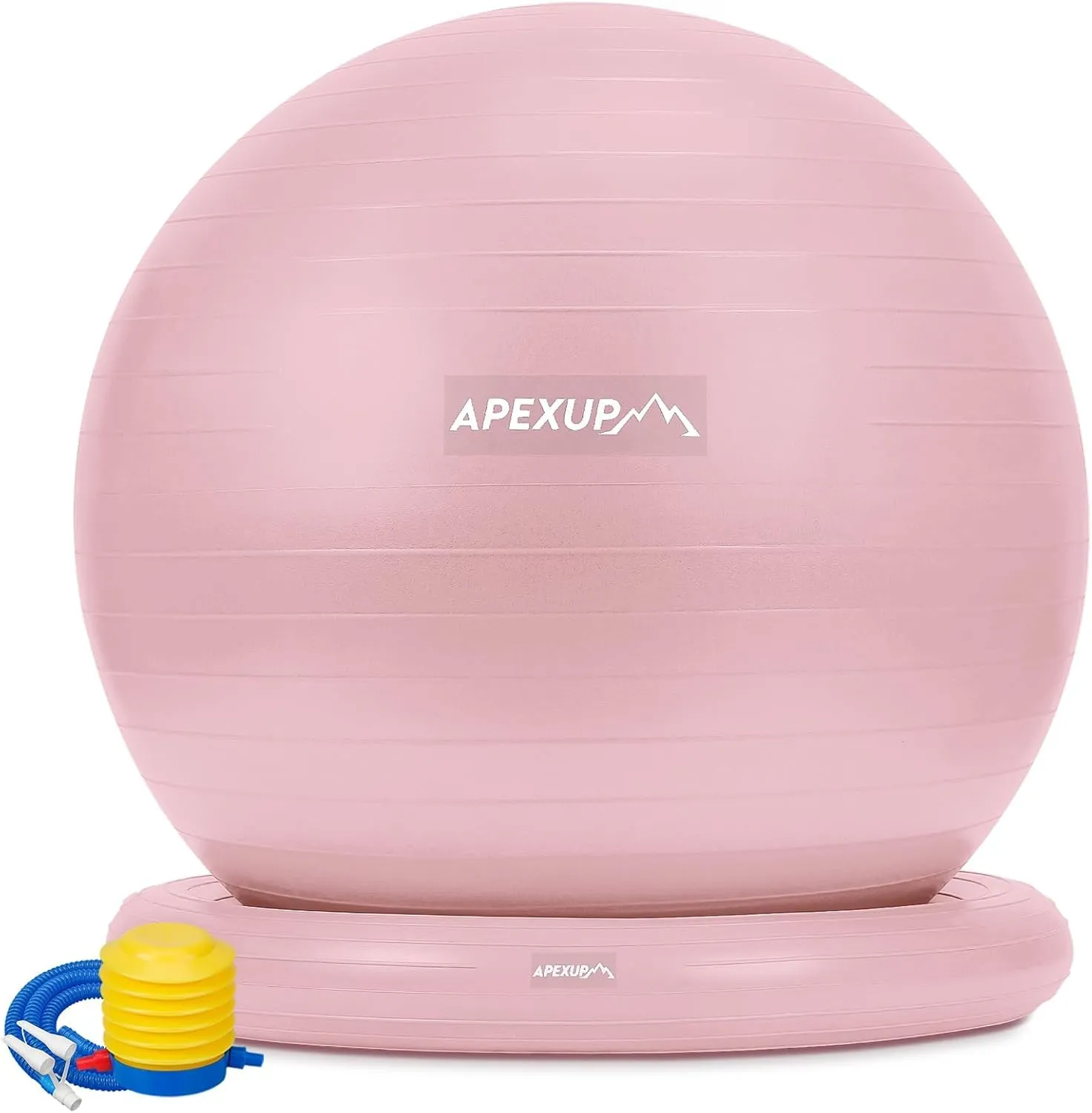 APEXUP Yoga Ball Chair, Exercise Ball Chair with Base for Office, Anti Slip Stability Ball Fitness Ball Seat, Home Gym Workout Ball, Balance Ball with Pump (Pink, XL)