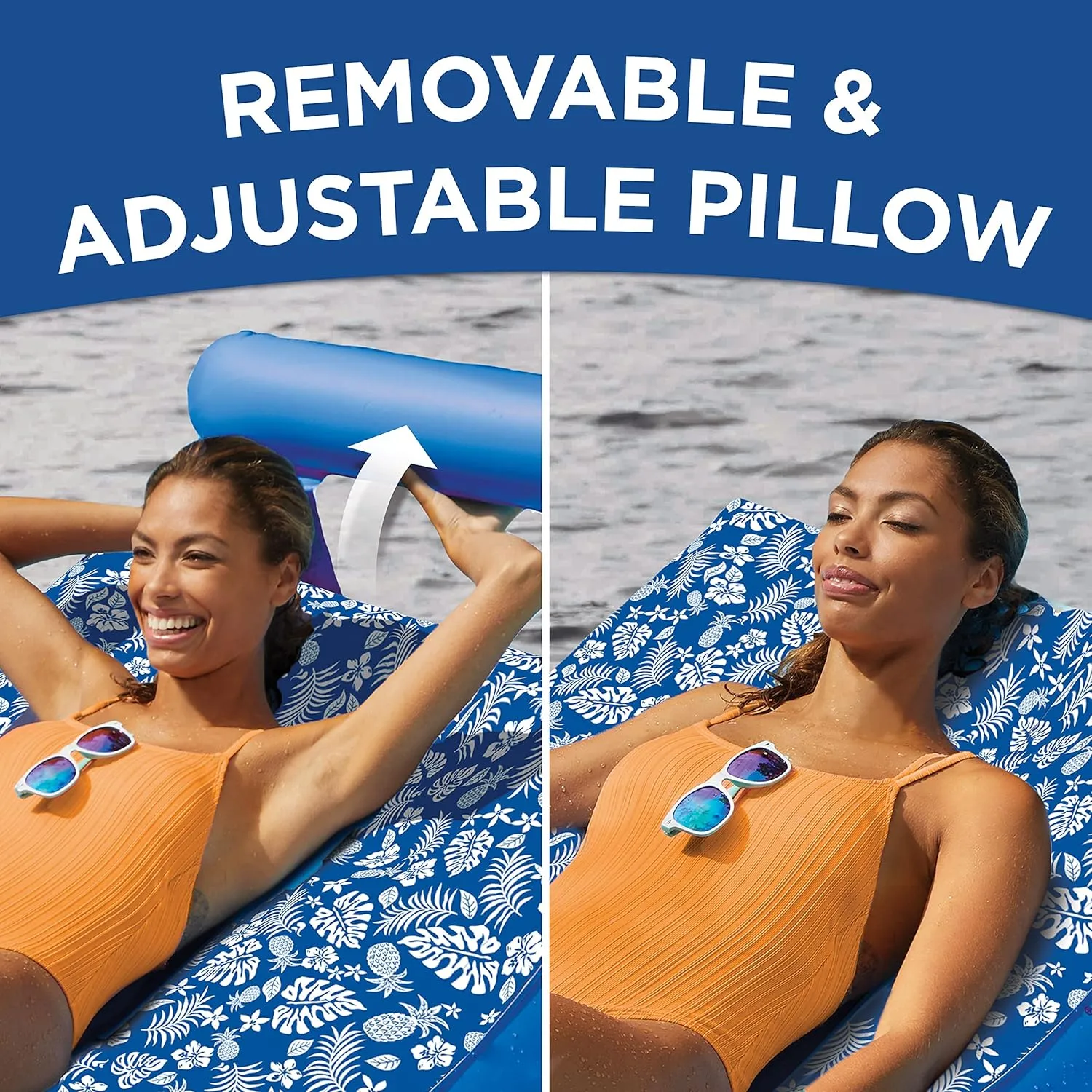 Aqua Ultra-Comfort Floating Pool Chair & Lake Raft with Pillow – Heavy Duty Pool Float, Lake Floating Chair