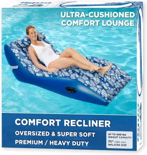 Aqua Ultra-Comfort Floating Pool Chair & Lake Raft with Pillow – Heavy Duty Pool Float, Lake Floating Chair