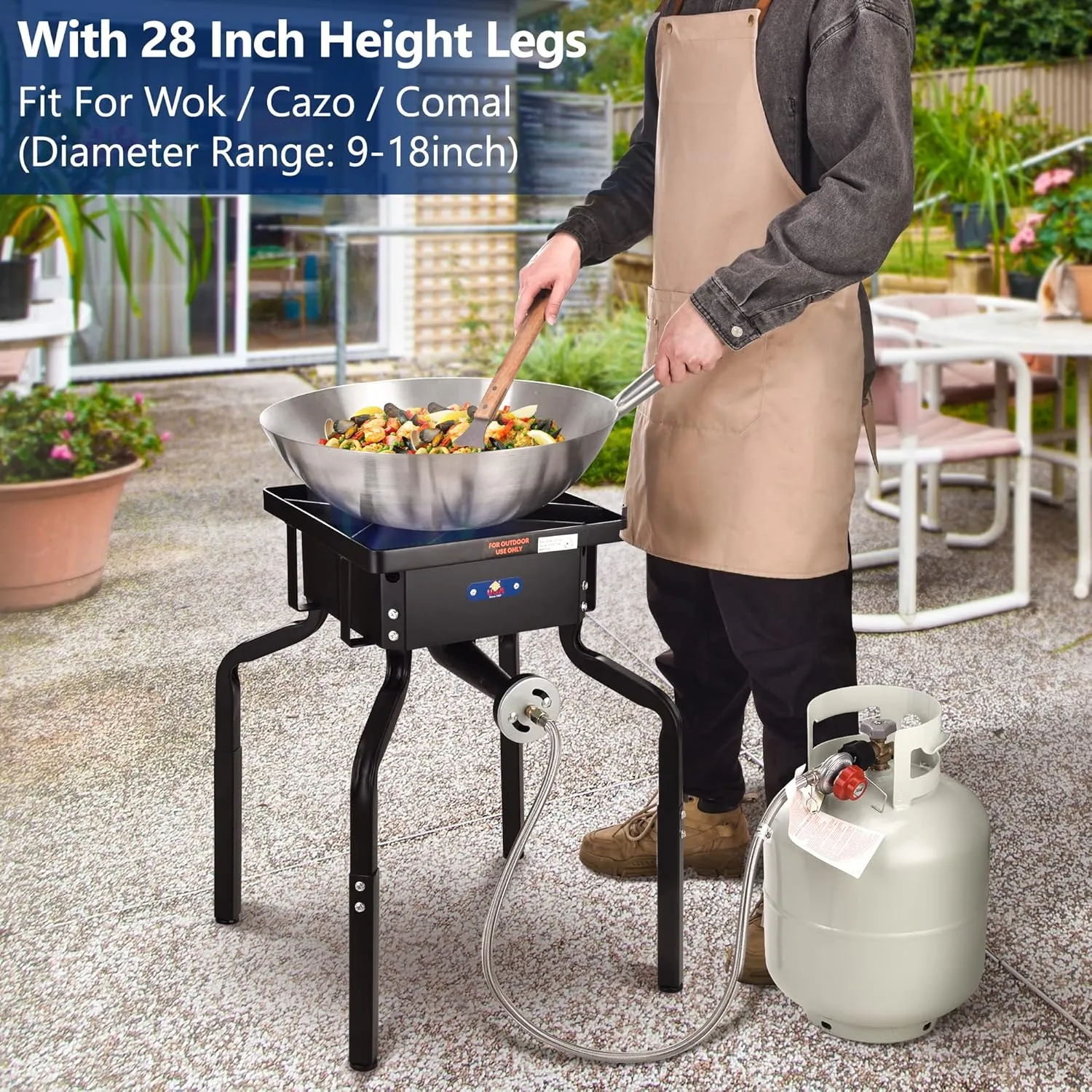 ARC 200,000BTU Propane Burner Camp Stove for Outdoor Cooking,with Removable Legs,Ideal for Woks, Skillets and Pots