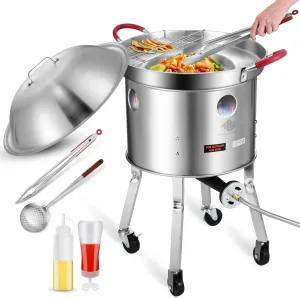 ARC Stainless Steel 20" Mexican Comal Cookware Set and 200,000BTU Propane Burner, Outdoor Stove Burner, Wheeled legs and 360° Windscreen, Large Griddle Pan, Disco para Cocinar