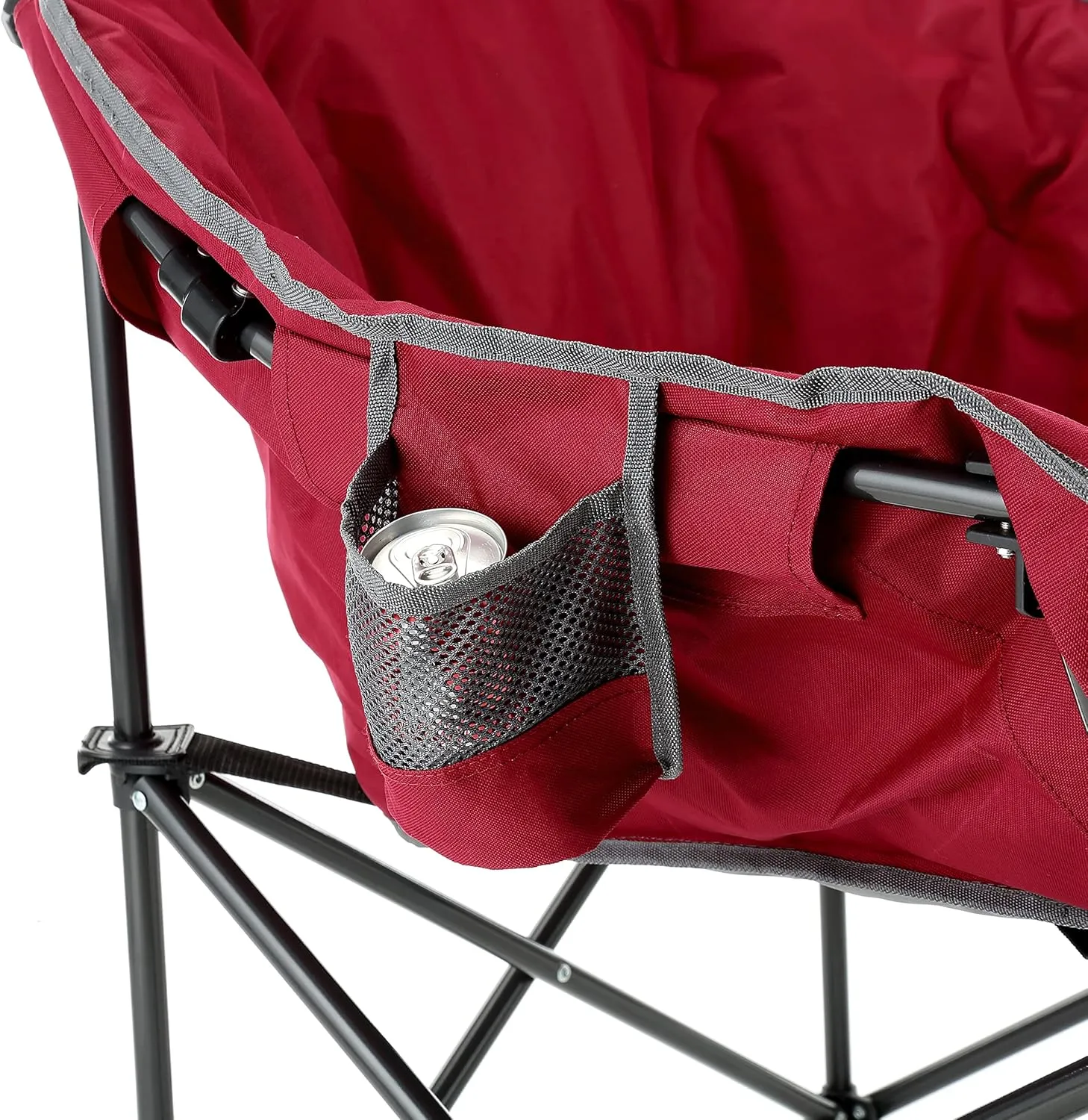 ARROWHEAD OUTDOOR Oversized Heavy-Duty Club Folding Camping Chair w/External Pocket, Cup Holder, Portable, Padded, Moon, Round, Saucer, Supports 330lbs, Carrying Bag, USA-Based Support