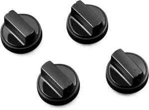 atgestore KIP 5J73 191D8446 Stove Knobs Replacement for GE Stove Parts WB03X24904 Burner Knob GE Range Parts JB625RKSS JB625DKBB Black Plastic Burner Control Cooktop Knobs 4 Pcs