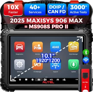 Autel MS906 MAX Bi-Directional Scanner: 2025 MS906MAX Updated of MS906 Pro MP900BT with ECU Coding, DoIP, CANFD, FCA SGW AutoAuth, All System Scan, 40  Service 3000  Active Tests as MS908S PRO II