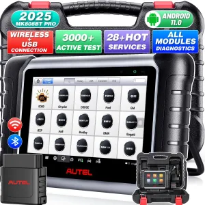 Autel Scanner MaxiCOM MK808BT PRO, 2025 Bidirectional Diagnostic Scan Tool as MK900BT, 2.0 BT Ver. of MK808S MX808S MX900 MK900, 3000  Active Tests, 28  Reset, Injector Coding, All Systems, FCA, OS 11