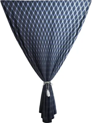 Autohesion Curtains, Dark Blue Window Curtain Panel, Diagonal Checkered Halftone Technology Modern Print Thermal Lnsulated Room Darkening Small Drapes,59W x84L Inch, for Kitchen Bathroom Living Room