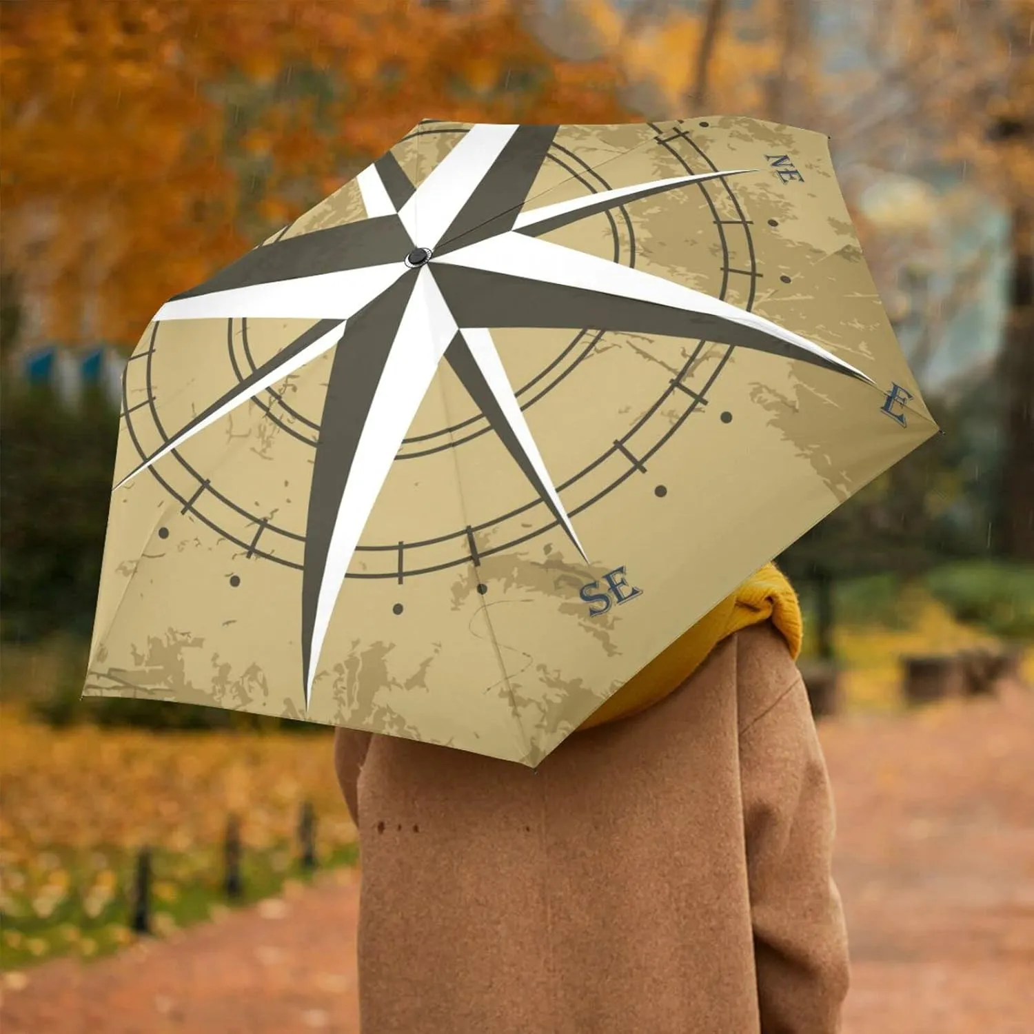 Automatic Lightweight Folding Umbrella, Auto Open/Close Portable Sun Travel Parasol, Compact Anti-UV Strong Rain Umbrella