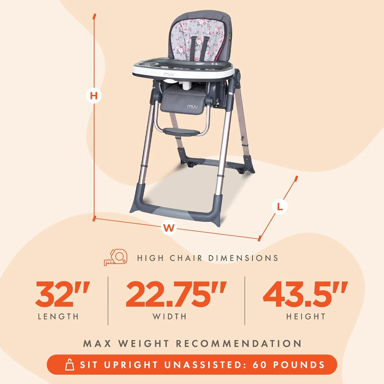 Baby Trend MUV 7-in-1 Feeding Center High Chair, Convertible Infant to Youth Chair, Jaclyn