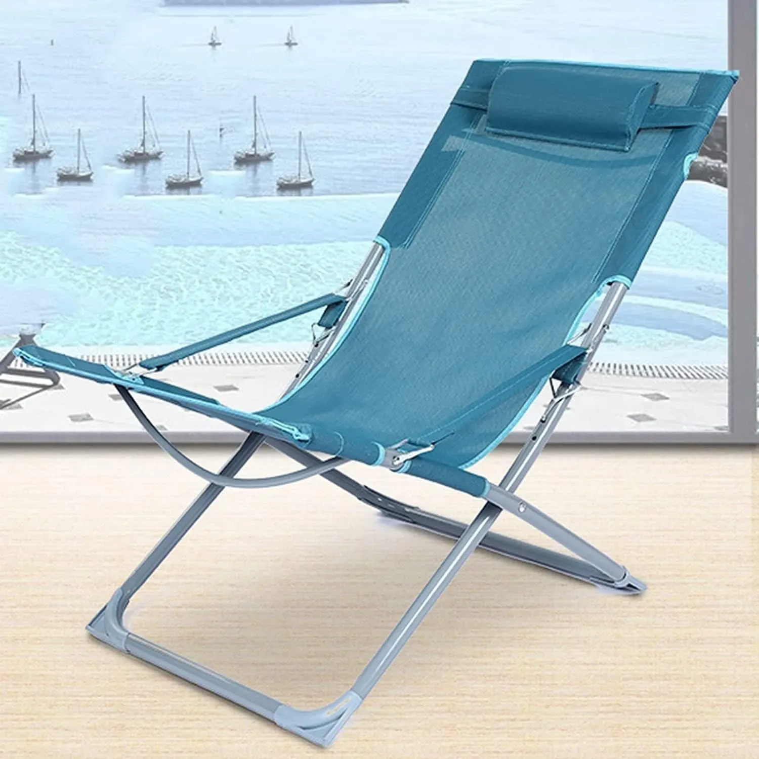 Backpacking Chair Lazy Folding Chair, 3 Positions Adjustable Backrest Design Camping Chair, Wear-Resistant Breathable Mesh Beach Lounge Chair Foldable Chair