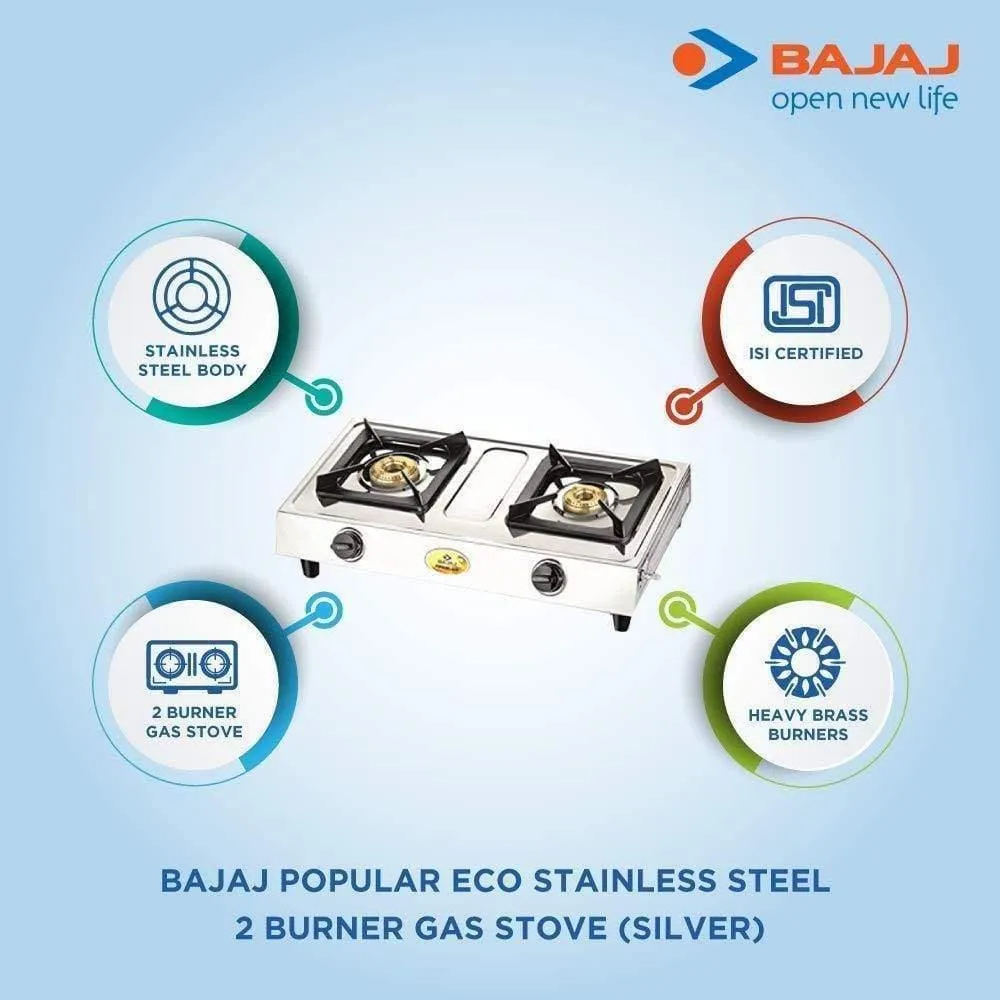 Bajaj Popular Eco, 2-Burner Stainless Steel